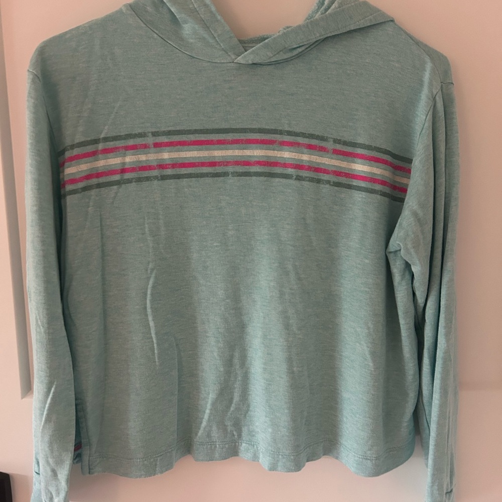 Vineyard Vines Kids Aqua Hoodie with Colorful Stripes